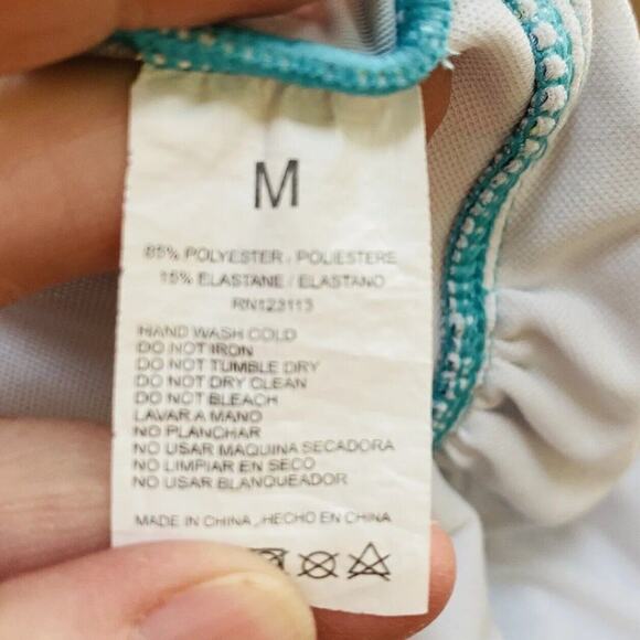 True Colours size M One Piece Swim Suit Halter Multicolor Peacock Print Sparkles - Picture 8 of 9